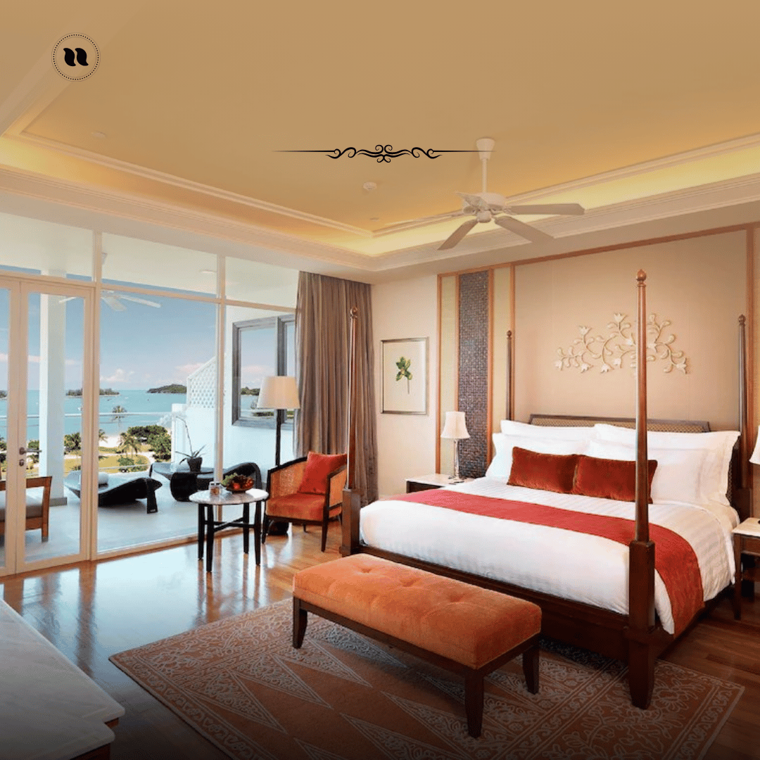 beige and white minimalist luxury hotel room instagram post